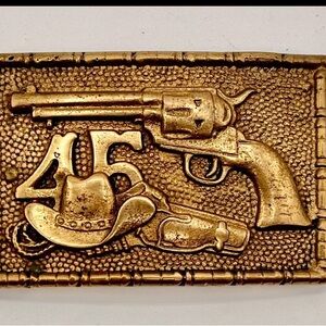 Colt .45 Western Belt Buckle with Revolver Design and custom belt